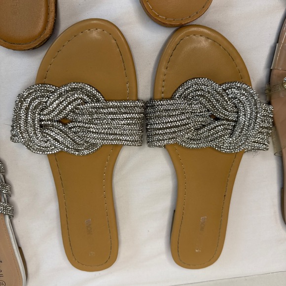Lot 6 Women's Size 10 Sandals Slides Fashion Nova Old Navy Bling Shoes - Picture 3 of 11